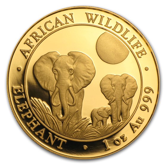 2014 Somalia 1 oz Gold African Elephant BU 2014 Somalia 1 oz Gold African Elephant BU